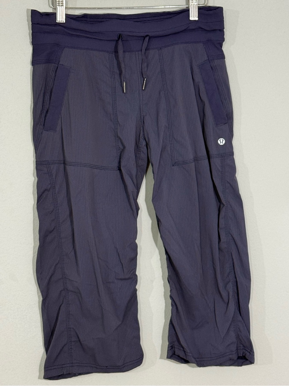 Lululemon Dance Studio Crop Pants Size 6 Navy Blue Ruched Drawstring